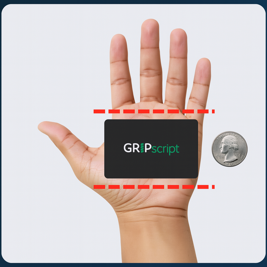 Hand measurement example with quarter